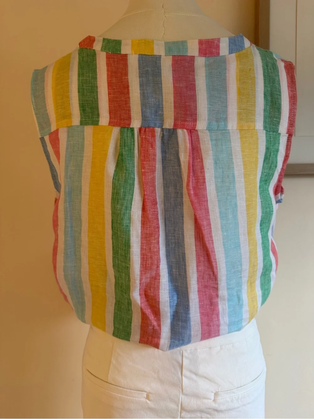 Talbots Multicolor Striped Sleeveless Linen Blend Top - Picture 2 of 5